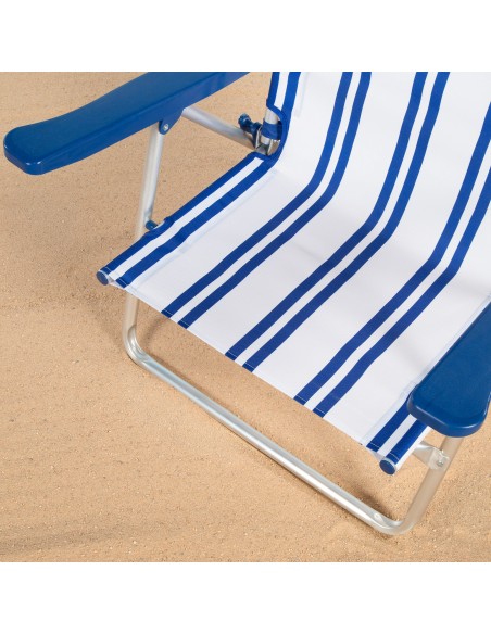 Pack 2 cadeiras praia baixas com múltiplas posições 48x45x83 cm com listras náuticas