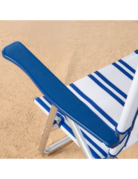 Pack 2 cadeiras praia baixas com múltiplas posições 48x45x83 cm com listras náuticas