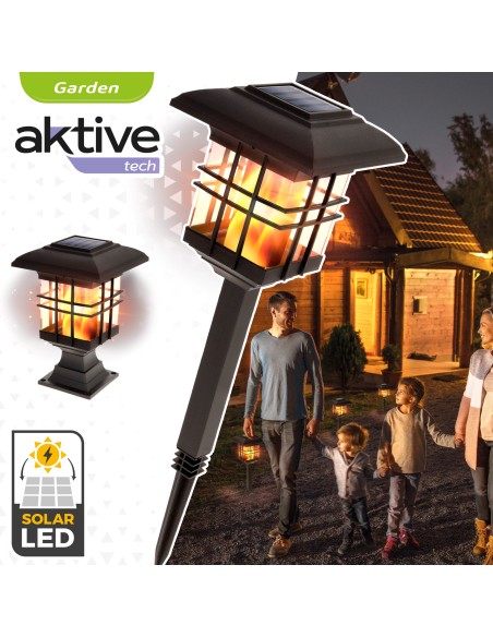 Farol e lanterna solar LED 2 em 1 de 5 lúmens com efeito de fogo