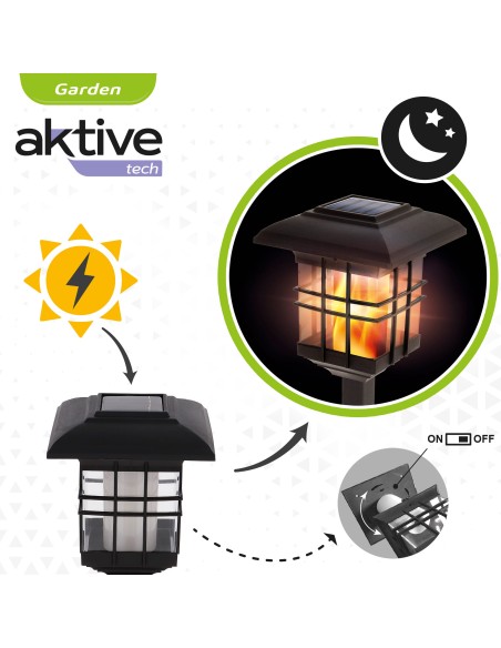 Farol e lanterna solar LED 2 em 1 de 5 lúmens com efeito de fogo
