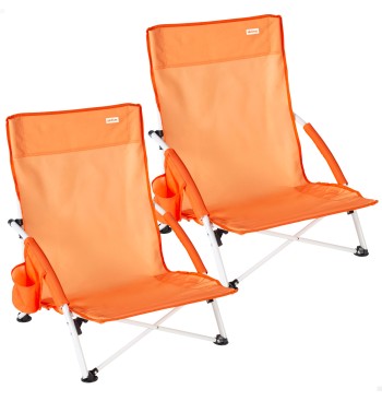 Pack 2 cadeiras praia fixas e baixas 50x49x66 cm laranja