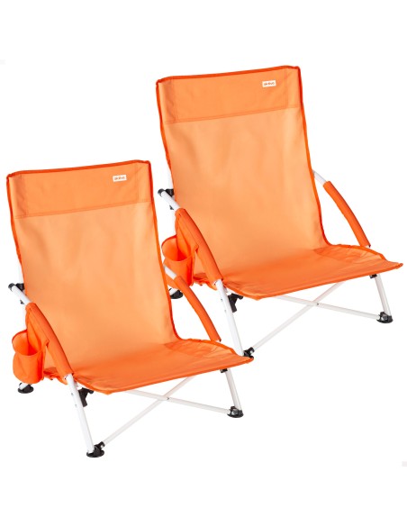Pack 2 cadeiras praia fixas e baixas 50x49x66 cm laranja