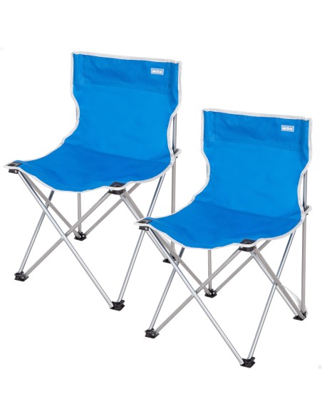 Pack 2 cadeiras camping fixas e altas 43x43x71 cm azuis