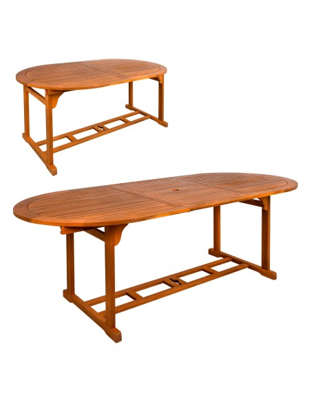 Mesa de jardim oval extensível oval acácia 8 pessoas