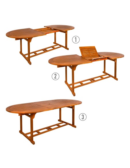 Mesa de jardim oval extensível oval acácia 8 pessoas