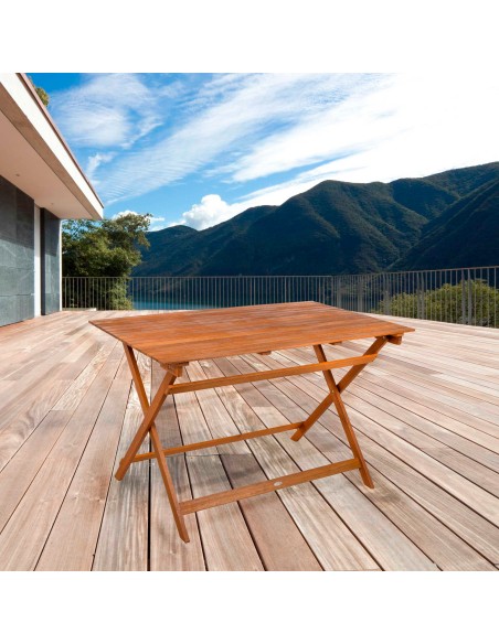 Mesa de jardim retangular em acácia para 6 pessoas