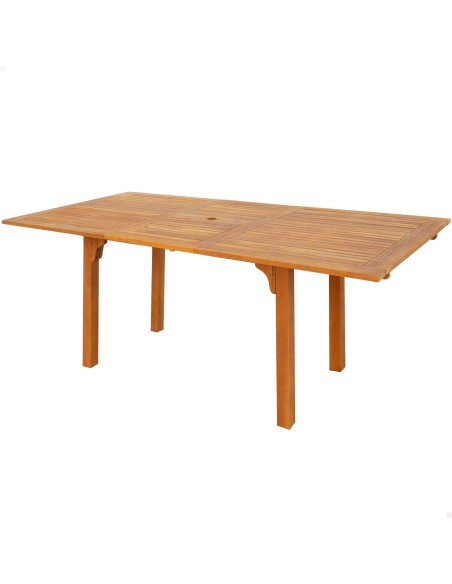 Mesa de jardim extensível retangular em acácia para 6 pessoas