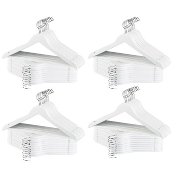 Max Home Pack 80 cabides de madeira brancos 44,5x23 cm