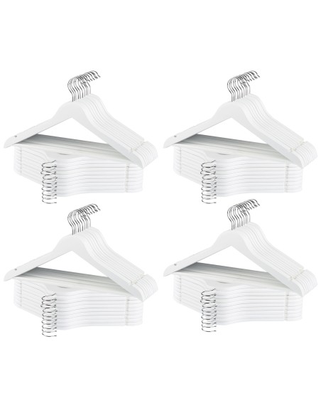 Max Home Pack 80 cabides de madeira brancos 44,5x23 cm