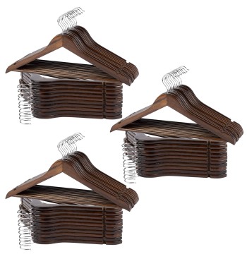 Max Home Pack 60 cabides de madeira escura 44,5x23 cm