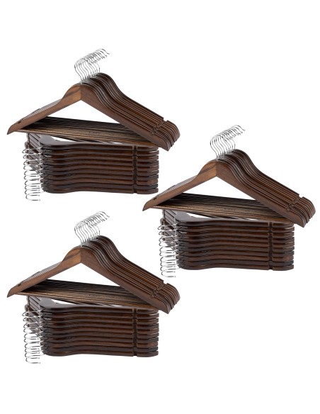 Max Home Pack 60 cabides de madeira escura 44,5x23 cm