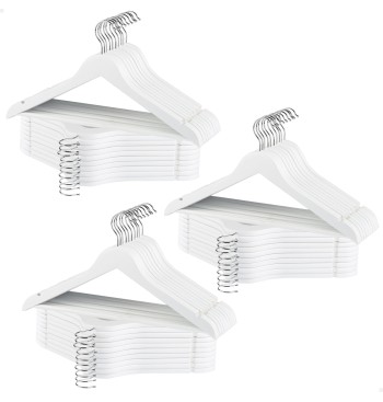 Max Home Pack 60 cabides de madeira brancos 44,5x23 cm