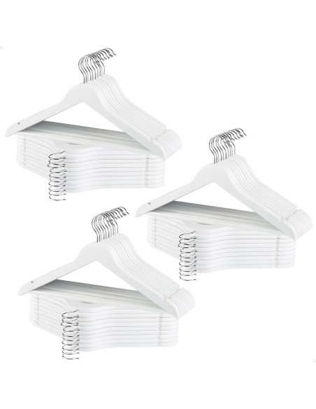 Max Home Pack 60 cabides de madeira brancos 44,5x23 cm