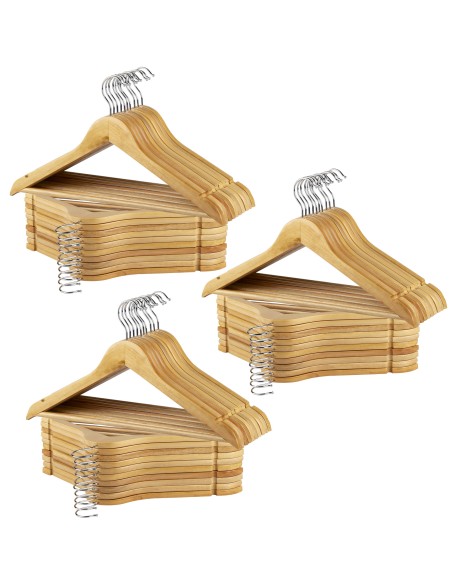Max Home Pack 60 cabides de madeira 44,5x23 cm