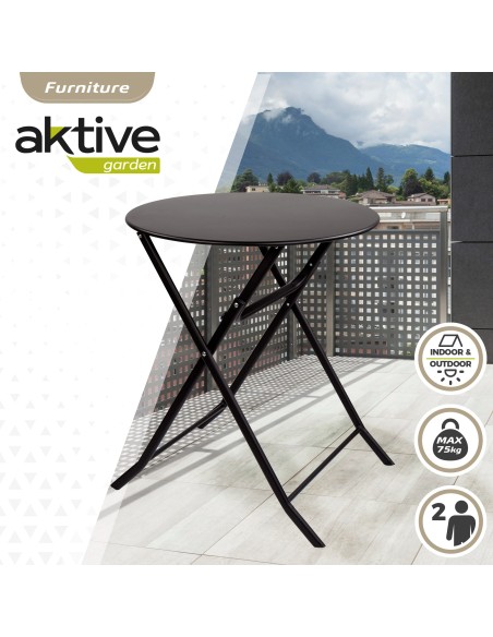 Mesa de jardim redonda dobrável em metal
