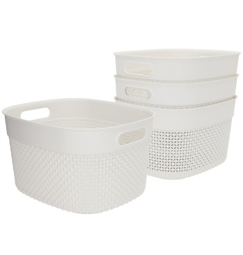 Curver Pack 4 cestos organizadores Filo 6L branco