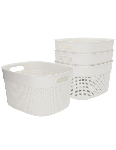 Curver Pack 4 cestos organizadores Filo 6L branco