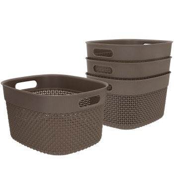 Curver Pack 4 cestos organizadores Filo 6L castanho