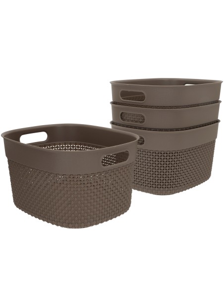 Curver Pack 4 cestos organizadores Filo 6L castanho