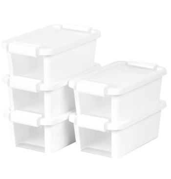 Curver Pack 5 caixas de arrumação com tampa Bi-Box 3L branco