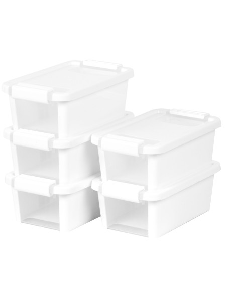 Curver Pack 5 caixas de arrumação com tampa Bi-Box 3L branco