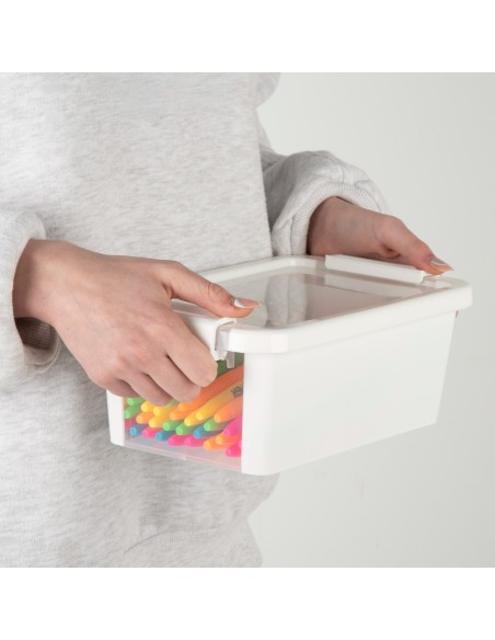 Curver Pack 5 caixas de arrumação com tampa Bi-Box 3L branco
