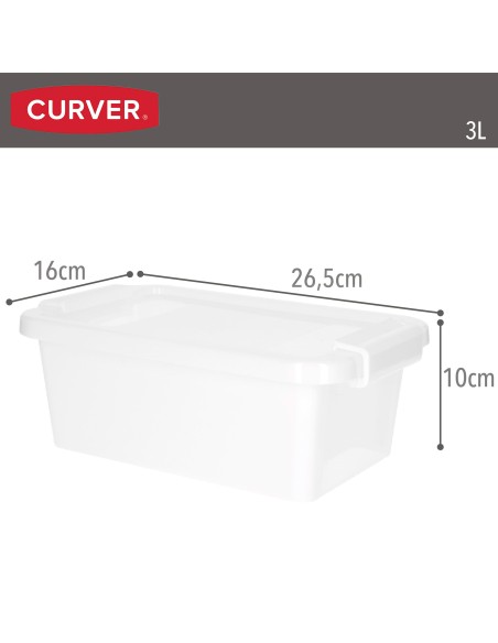 Curver Pack 5 caixas de arrumação com tampa Bi-Box 3L branco
