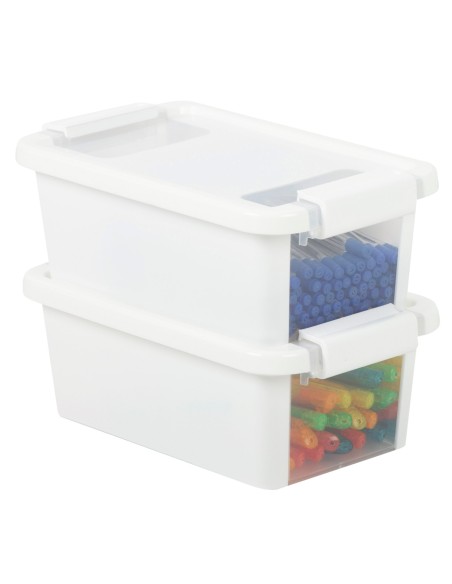 Curver Pack 5 caixas de arrumação com tampa Bi-Box 3L branco