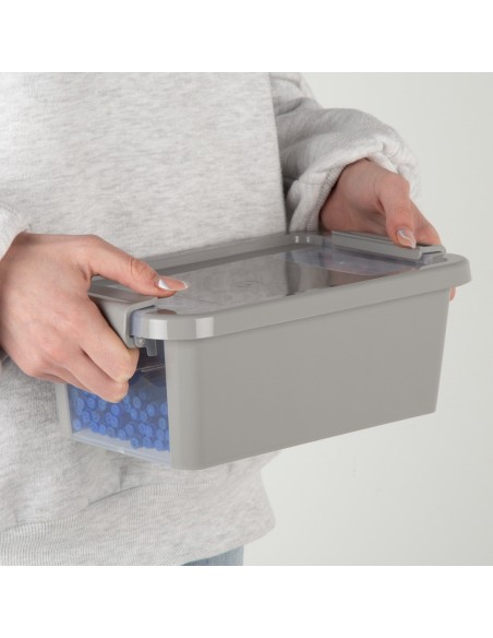 Curver Pack 5 caixas de arrumação com tampa Bi-Box 3L cinzento
