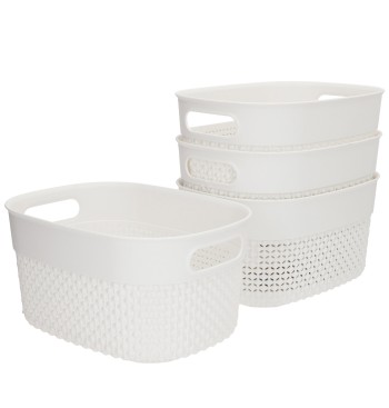 Curver Conjunto de 4 cestos organizadores Filo 3,5L brancos