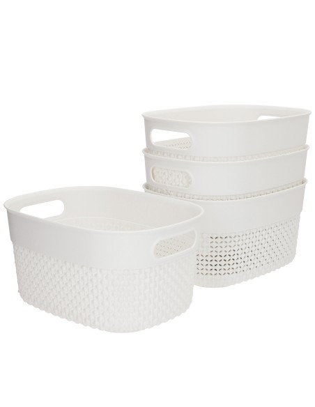 Curver Conjunto de 4 cestos organizadores Filo 3,5L brancos