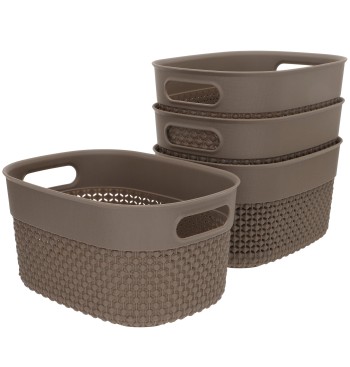Curver Pack 4 cestos organizadores Filo 3,5L castanho