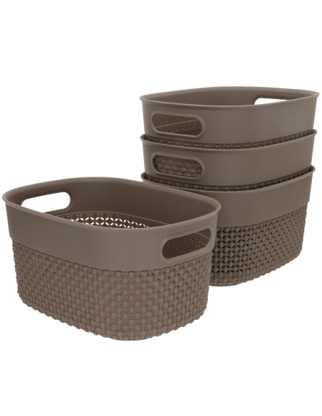 Curver Pack 4 cestos organizadores Filo 3,5L castanho