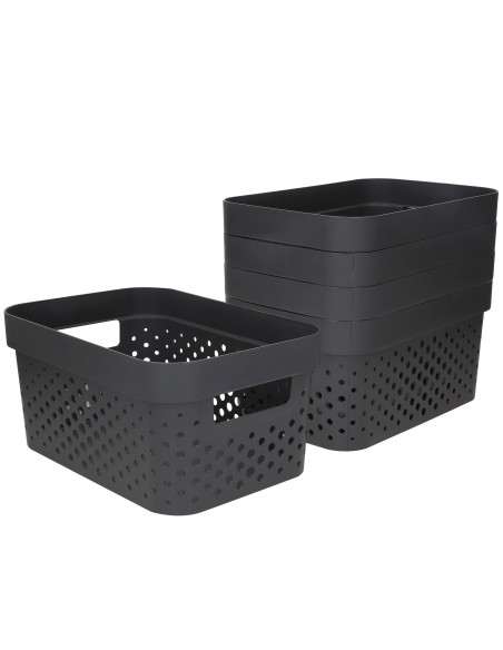 Curver Pack de 5 cestos organizadores Infinity 4,5L cinzentos