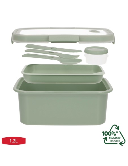 Curver Pack 6 recipientes herméticos 20x15x9 cm (1,2L) com tabuleiro e talheres