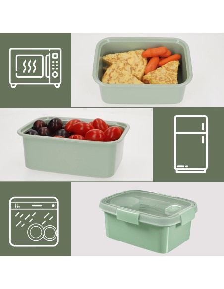Curver Pack 6 recipientes herméticos 20x15x9 cm (1,2L) com tabuleiro e talheres