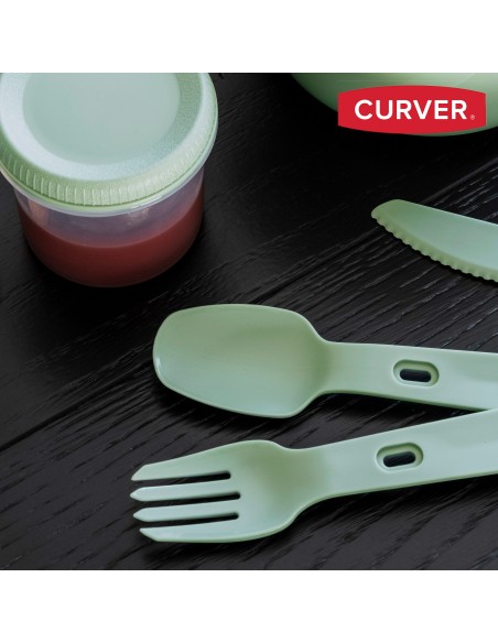 Curver Pack 6 recipientes herméticos 20x15x9 cm (1,2L) com tabuleiro e talheres