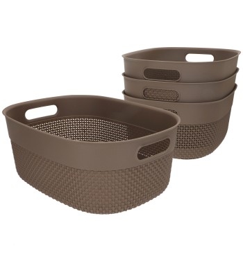 Curver Pack 4 cestos organizadores Filo 12L castanho