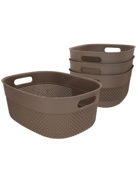 Curver Pack 4 cestos organizadores Filo 12L castanho