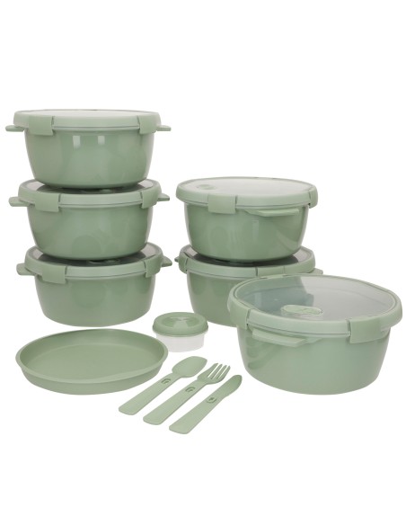 Curver Pack 6 recipientes herméticos Ø22x10 cm (1,6 L) com bandeja e talheres