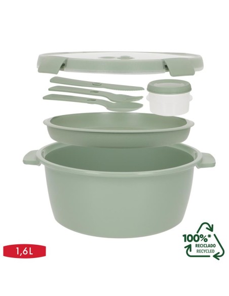 Curver Pack 6 recipientes herméticos Ø22x10 cm (1,6 L) com bandeja e talheres