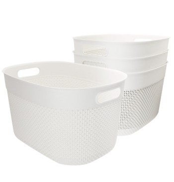 Curver Pack 4 cestos organizadores Filo 18L branco