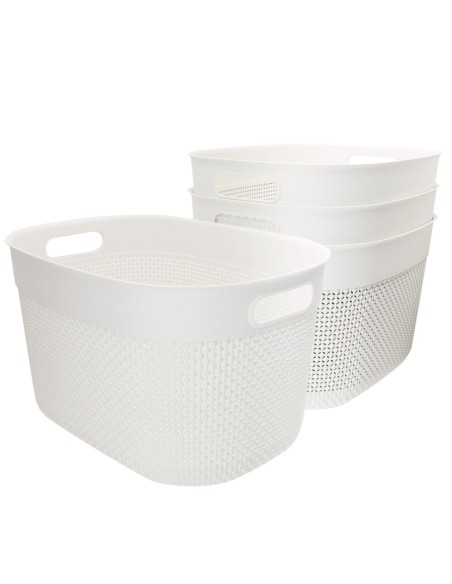 Curver Pack 4 cestos organizadores Filo 18L branco