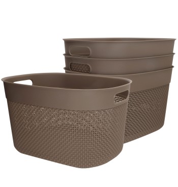 Curver Pack 4 cestos organizadores Filo 18L castanho