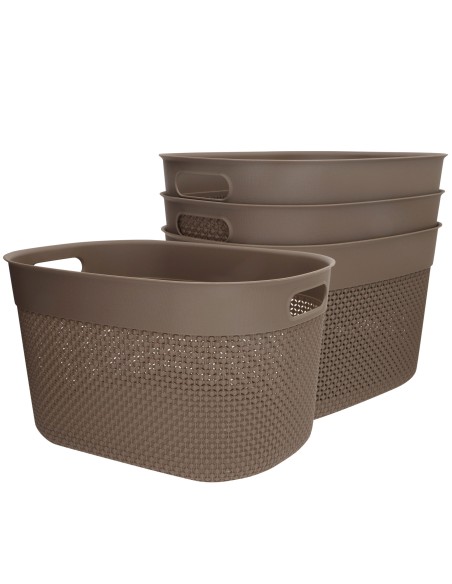Curver Pack 4 cestos organizadores Filo 18L castanho