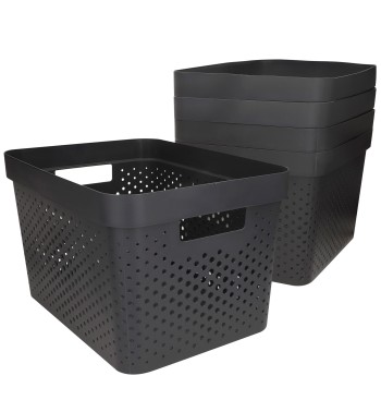 Curver Pack 5 cestos organizadores Infinity 17L cinzentos