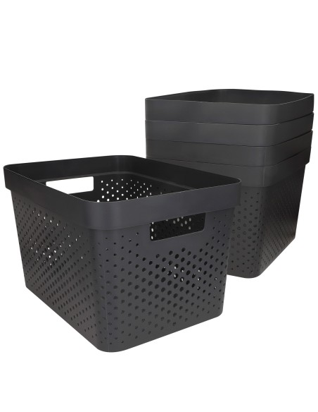 Curver Pack 5 cestos organizadores Infinity 17L cinzentos