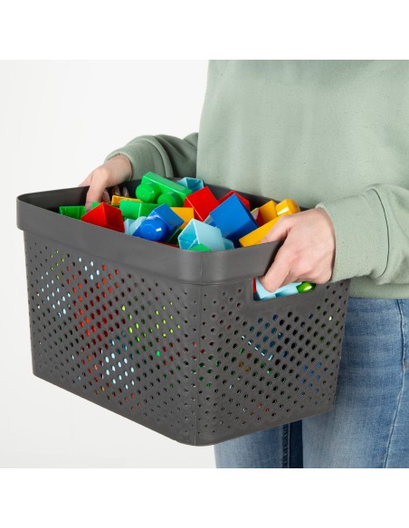 Curver Pack 5 cestos organizadores Infinity 17L cinzentos