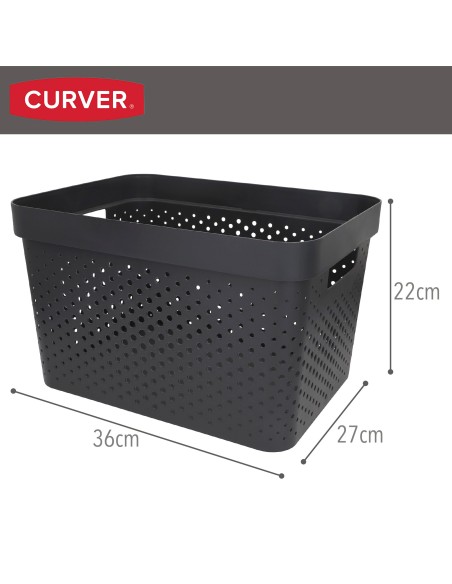 Curver Pack 5 cestos organizadores Infinity 17L cinzentos