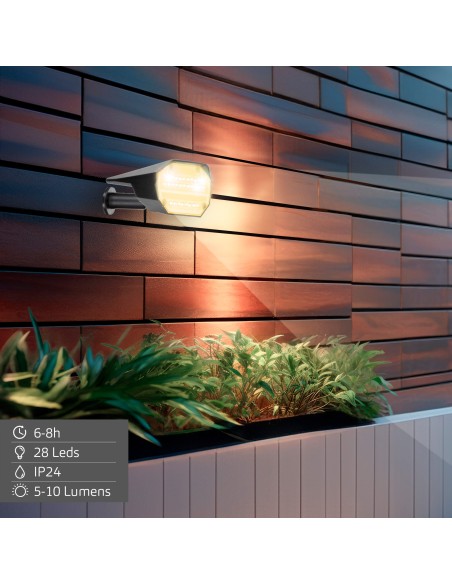 Pack 6 faróis solares de LED de 8x11x37 cm